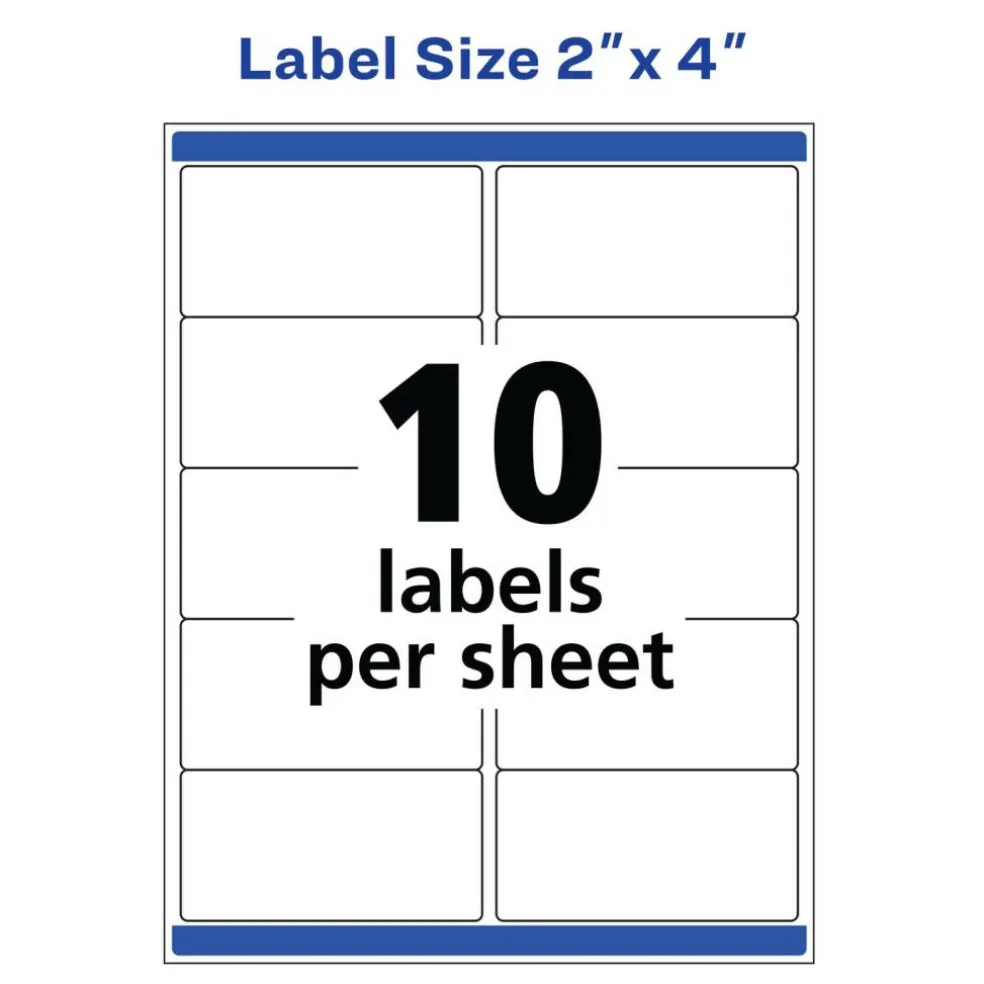 Avery Waterproof Printable Shipping Labels with Sure Feed, 2" x 4", White, 5,000 Blank Mailing Labels (95523)