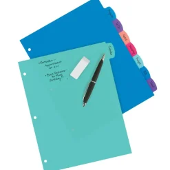 Avery Write & Erase Dividers for 3 Ring Binders, 8 Tabs per Set, Multicolor Big Tabs, Pastels, Binder Dividers Great for Organizing Reports, Projects, and More (16271)