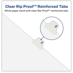 Avery 11 x 8.5 Preprinted Legal Exhibit 70 Side Tab Index Dividers - White (25/Pack)