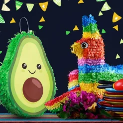 Avocado Piñata Decorations 16 x 11 x 3 Inch Fruit Avocado Piñata with Stick for Gender Reveal Party Baby Shower Birthday Party Fruit Theme Party Game Activity Decoration