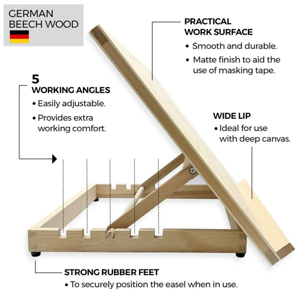 A3 Wooden Table Top Easel with 5 Adjustable Angles