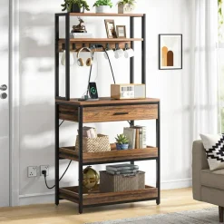 Baker’s Rack with Pull-Out Shelves and Drawer for Kitchen Storage