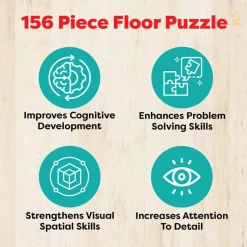 Baketivity Food Around the World Kids Puzzle - 24” x 36” Floor Puzzle for Kids Ages 6-8+ World Map Puzzle with Flags and Food - 156 Piece Educational Jigsaw Puzzle