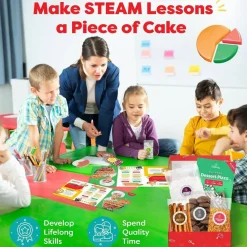 Baketivity No-Bake Dessert Pizza Kids Baking Kit with STEAM Activities | Pizza Party Baking Set with Pre-Measured Ingredients