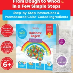 Baketivity Rainbow Bagel Kids Baking Kit - Pre-Measured Ingredients, Video Guide, STEM Learning Activity, Baking Kit for Kids Ages 6-12+