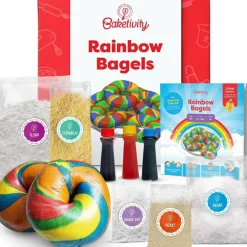 Baketivity Rainbow Bagel Kids Baking Kit - Pre-Measured Ingredients, Video Guide, STEM Learning Activity, Baking Kit for Kids Ages 6-12+