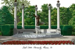Ball State University 10w x 8h Manhattan Black Single Mat Gold Embossed Diploma Frame with Bonus Campus Images Lithograph (value savings at $59)