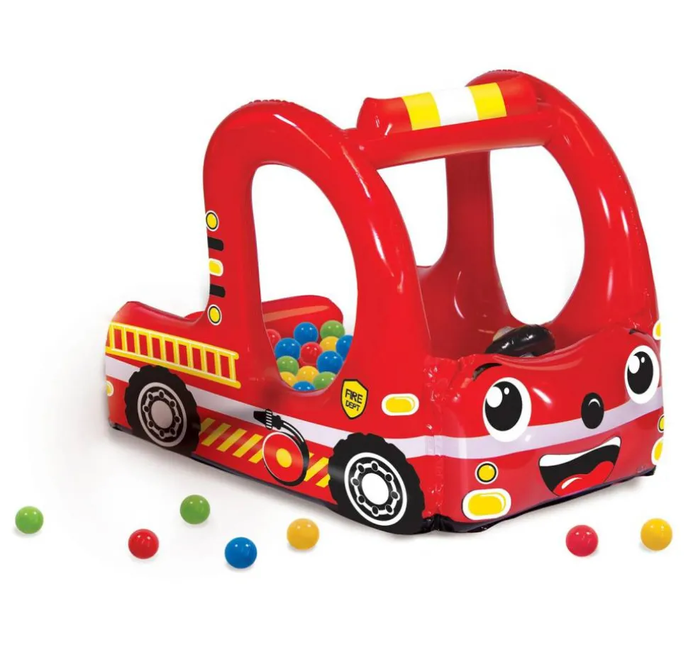 Banzai Rescue Fire Truck Play Center Inflatable Ball Pit -Includes 20 Balls