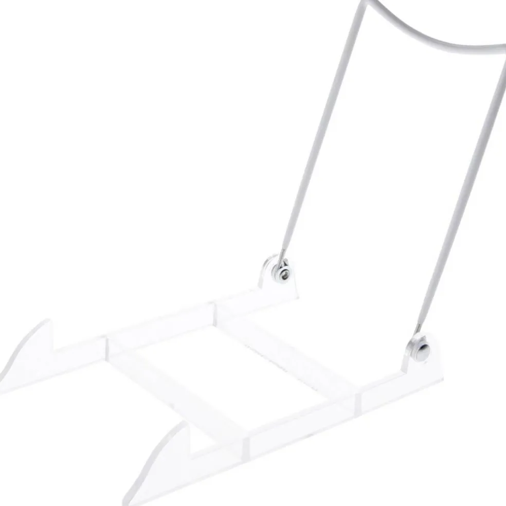 Bard's Folding White and Clear Plastic Easel Stand, 7.5" H x 5" W x 8" D