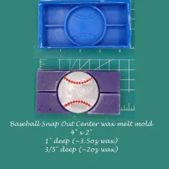 Baseball Snap Out Center Wax Melt Snap Bar Silicone Mold