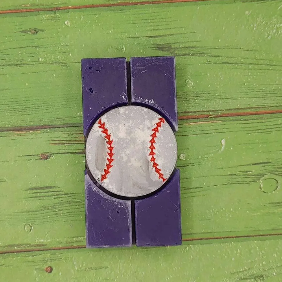 Baseball Snap Out Center Wax Melt Snap Bar Silicone Mold