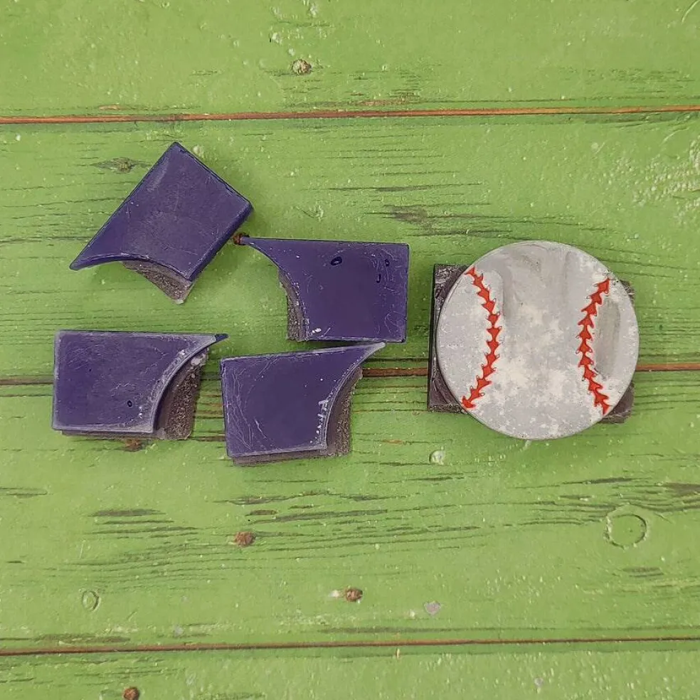 Baseball Snap Out Center Wax Melt Snap Bar Silicone Mold