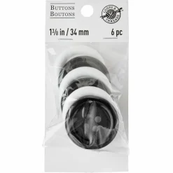 1.375" Basic Buttons, Black & White by Loops & Threads®