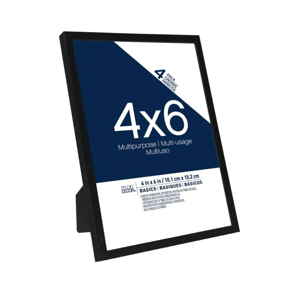 Basics 4 Pack 4" x 6" Black Multipurpose Frames by Studio Décor®