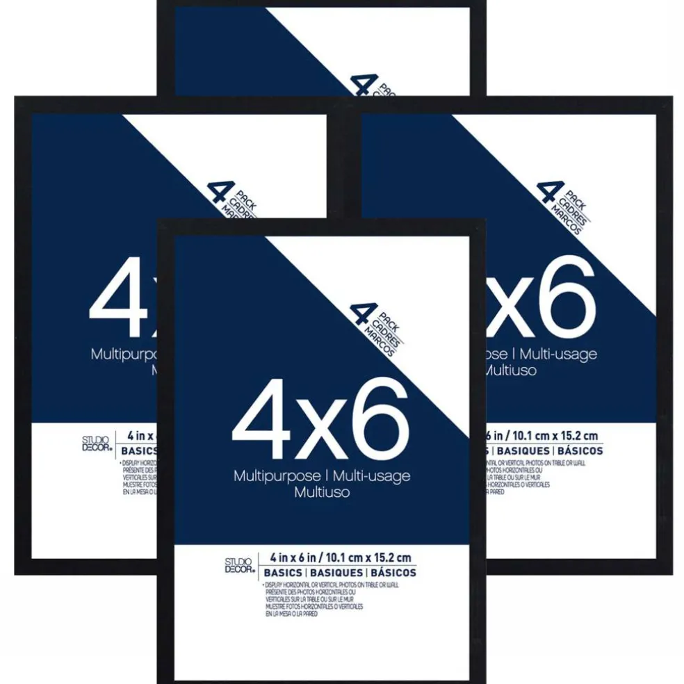 Basics 4 Pack 4" x 6" Black Multipurpose Frames by Studio Décor®