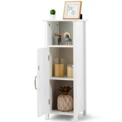Bathroom Adjustable Shelf Floor Storage Cabinet with Door