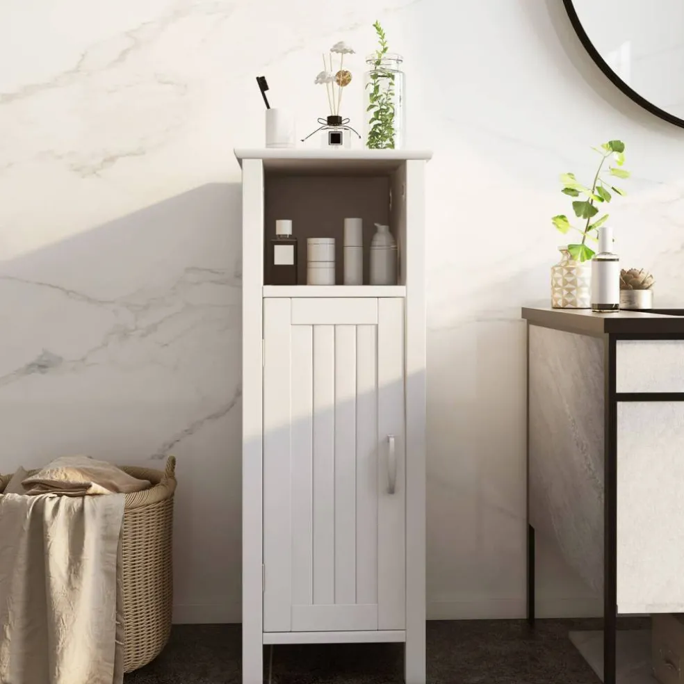 Bathroom Adjustable Shelf Floor Storage Cabinet with Door