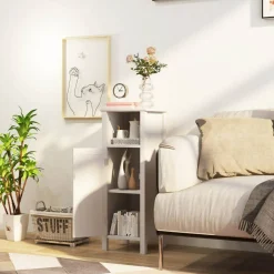 Bathroom Adjustable Shelf Floor Storage Cabinet with Door