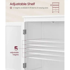 Bathroom Storage Cabinet Floor Standing 2 Drawer Organizer MDF Adjustable Shelf Anti Tip Unit for Towels Cosmetics