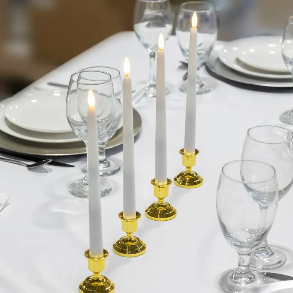 Battery-Operated 3D Wick Flame Taper Candles with Remote Control - Set of 4