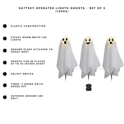 Battery-Operated Lighted Ghosts - Set of 3