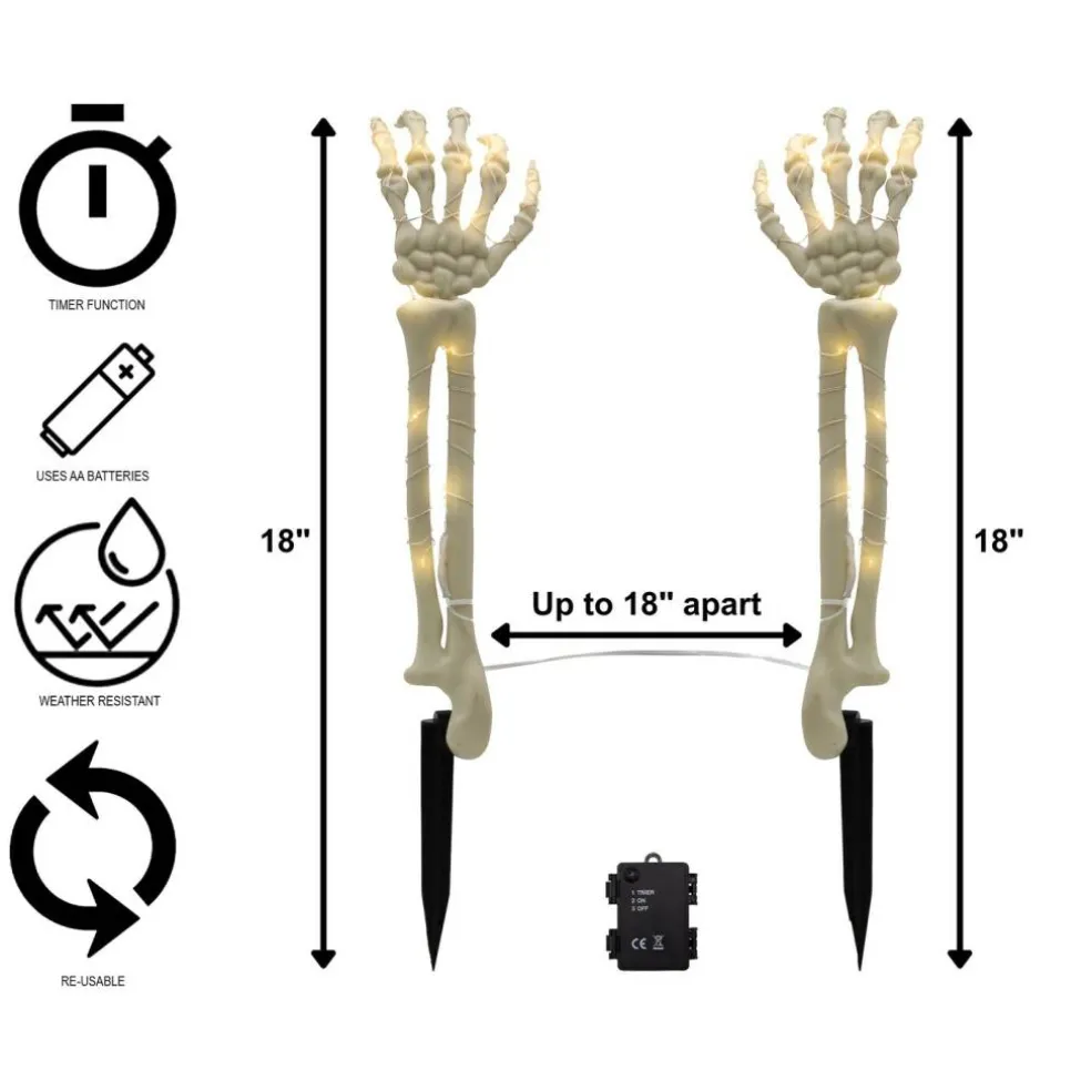 Battery-Operated Lighted Skeleton Arms - Set of 2