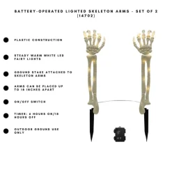Battery-Operated Lighted Skeleton Arms - Set of 2