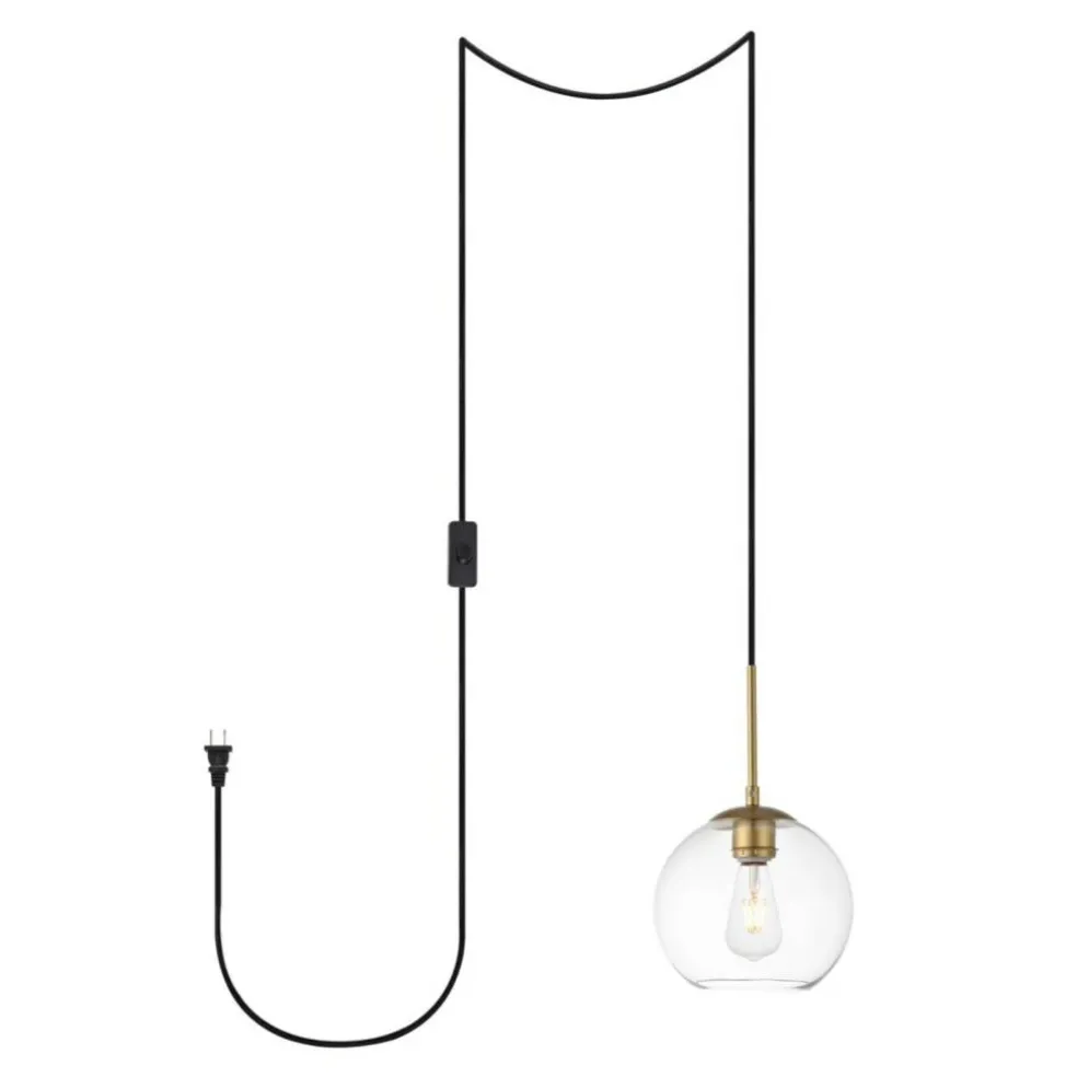 Baxter 1 Light brass plug-in pendant With Clear Glass