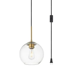 Baxter 1 Light brass plug-in pendant With Clear Glass