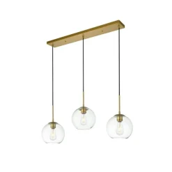 Baxter 3 Lights Brass Pendant With Clear Glass