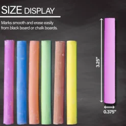 BAZIC Assorted Color Dustless Chalk, 24 Sticks, Standard Chalk Sticks, for Sidewalk Art, Chalkboards, Kids Outdoor Play