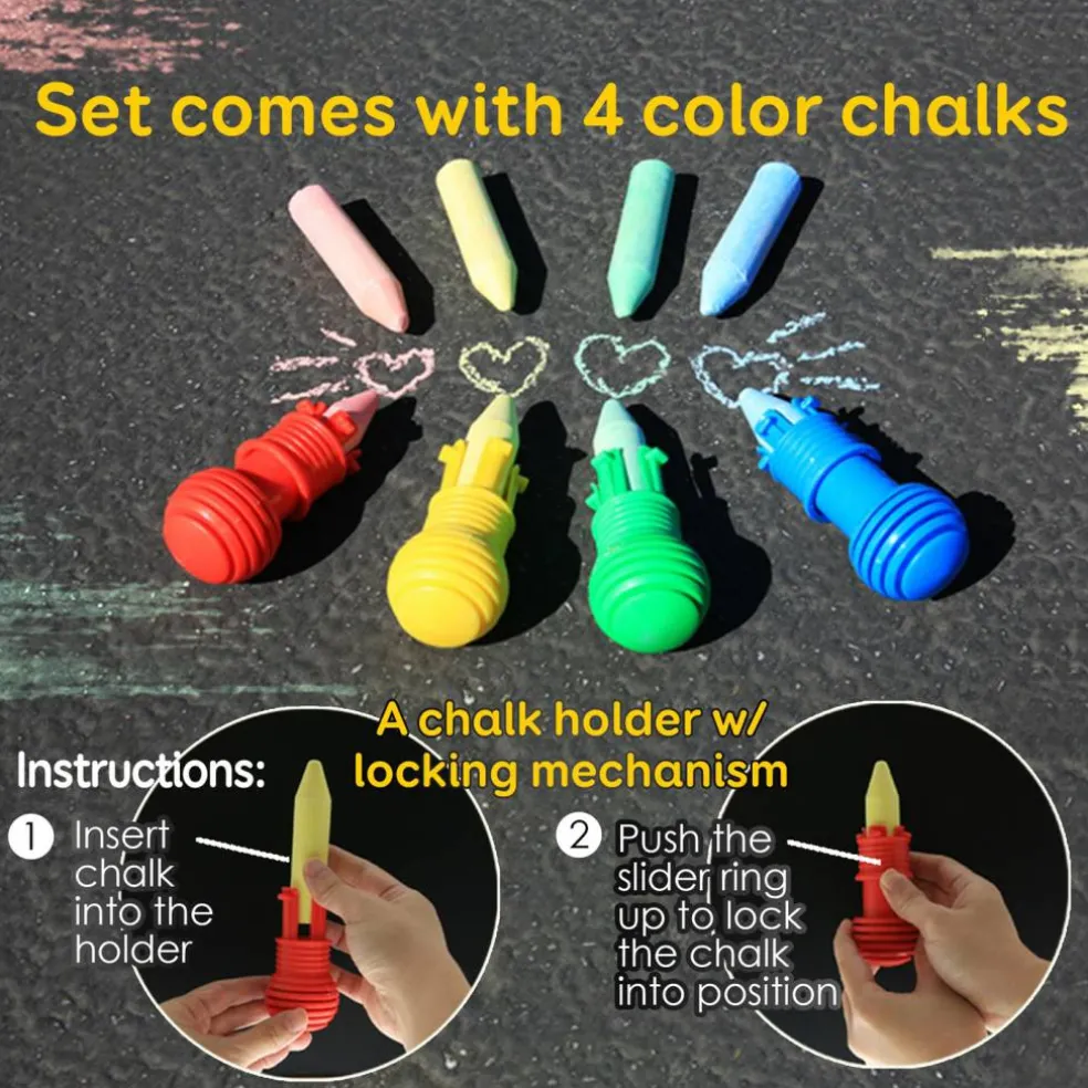 BAZIC Assorted Color Jumbo Sidewalk Chalk, With Holder