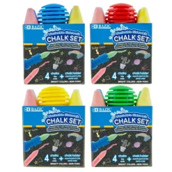 BAZIC Assorted Color Jumbo Sidewalk Chalk, With Holder