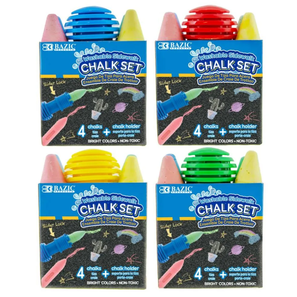 BAZIC Assorted Color Jumbo Sidewalk Chalk, With Holder