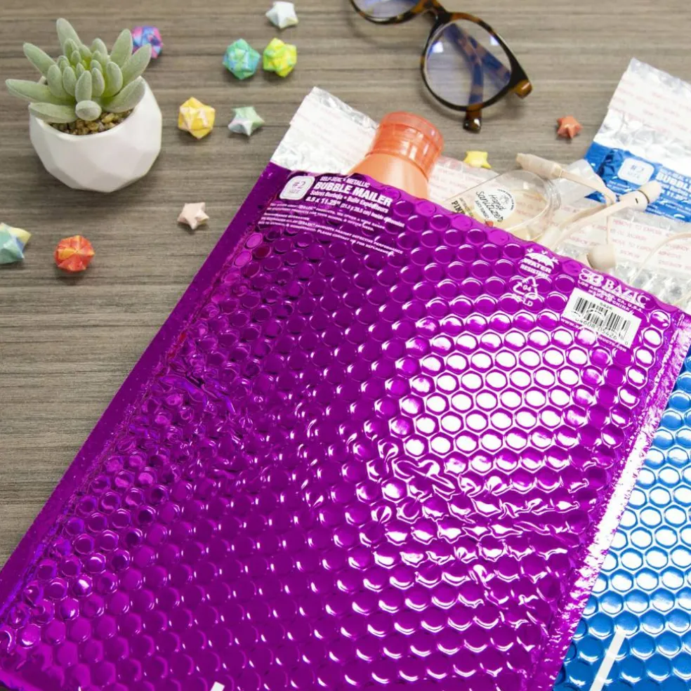 BAZIC #2 Assorted Color Metallic Bubble Mailers, 8.5 x 11.25 in, 4 Pack