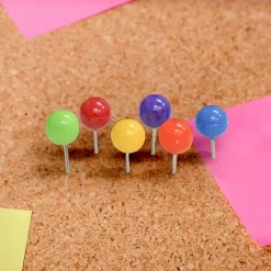 BAZIC Assorted Color Round Push Pins, 80 Count, for Cork Boards Bulletin
