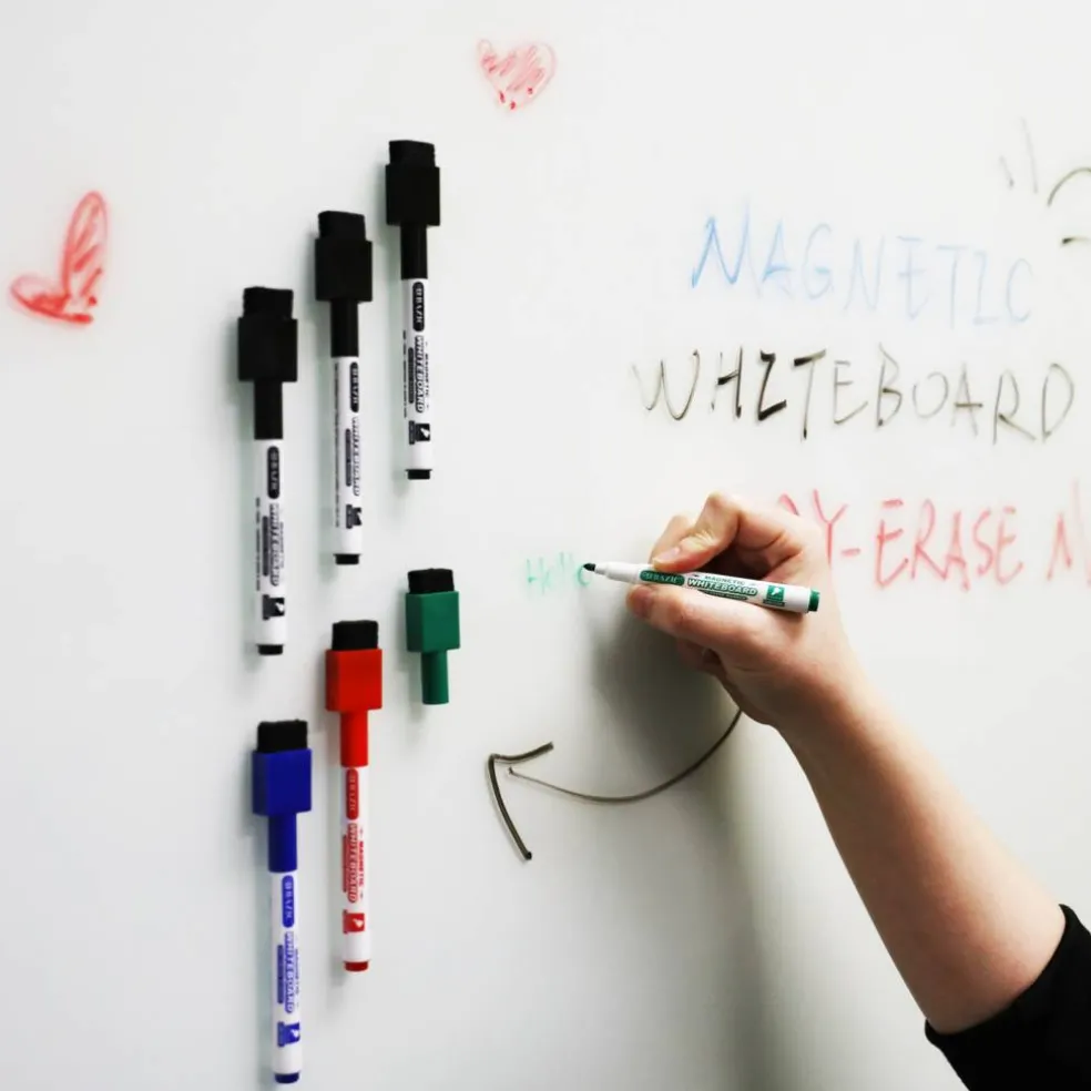 BAZIC Assorted Magnetic Dry Erase Markers, Fine Tip, 6 Count