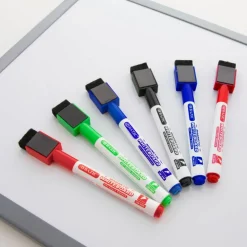 BAZIC Assorted Magnetic Dry Erase Markers, Fine Tip, 6 Count