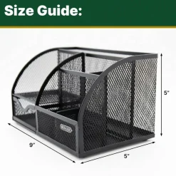 BAZIC Black Wire Mesh Desk Organizer With Drawer for Craft Room and Art Supply Storage