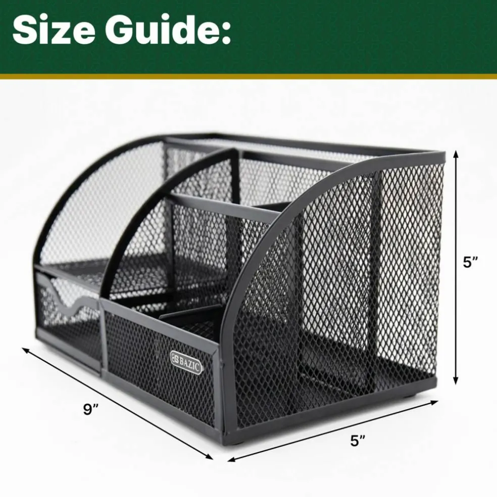 BAZIC Black Wire Mesh Desk Organizer With Drawer for Craft Room and Art Supply Storage