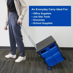 BAZIC Blue Folding Cart on Wheels with Lid, 16 x 18 x 15 in