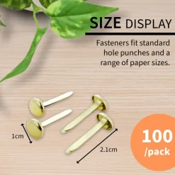 BAZIC Brass-Plated Paper Fasteners, 1 in, 100 Count
