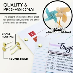 BAZIC Brass-Plated Paper Fasteners, 1 in, 100 Count