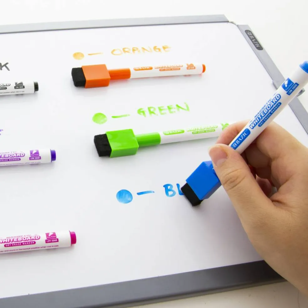 BAZIC Bright Magnetic Dry Erase Markers, Fine Tip, 6 Count