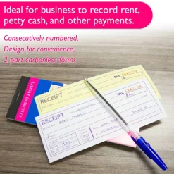 BAZIC Cash/Rent Receipt Book, 50 Sets, 7.5" x 2.75", 2-Part, 24-Pack