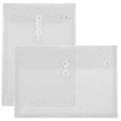 BAZIC Clear Top/Side Loading String Envelope, A4/Letter Size, 2 Pack