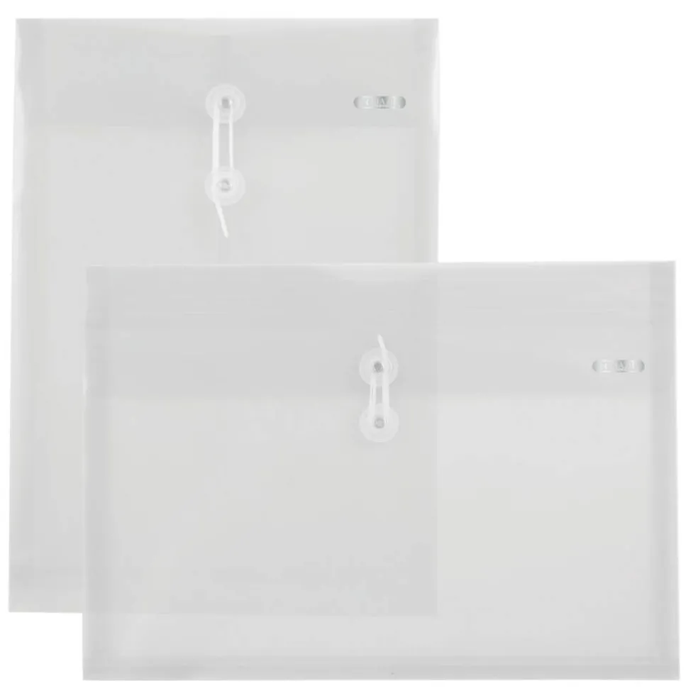 BAZIC Clear Top/Side Loading String Envelope, A4/Letter Size, 2 Pack