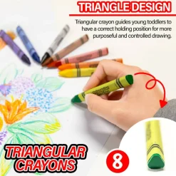 BAZIC 8 Color Jumbo Triangle Crayons, 8 Count, Paraffin Wax Crayons, for Coloring, Kids Art, School Art Class