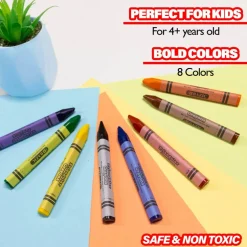 BAZIC 8 Color Jumbo Triangle Crayons, 8 Count, Paraffin Wax Crayons, for Coloring, Kids Art, School Art Class