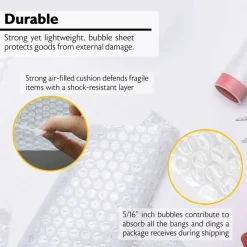 BAZIC Cushion Bubble Wrap Roll, 12 in x 5 ft, for Shipping Moving Packaging